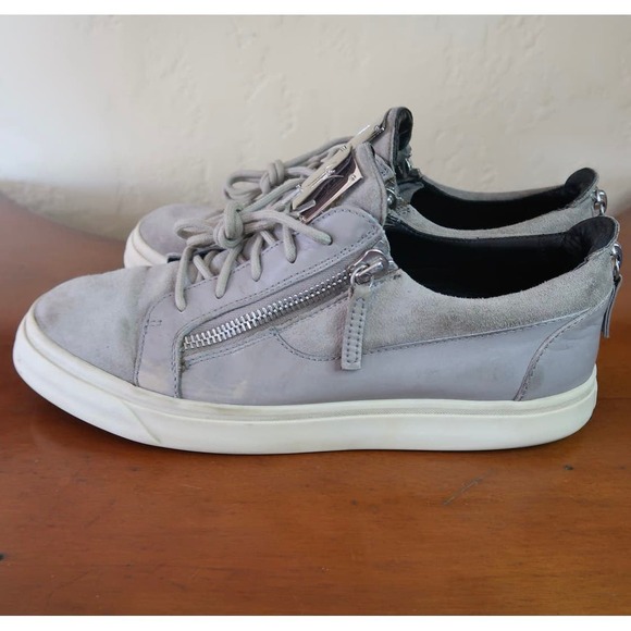 Giuseppe Zanotti Sloan Mens 43 Or 10 Grey Suede Zip Up Sneakers